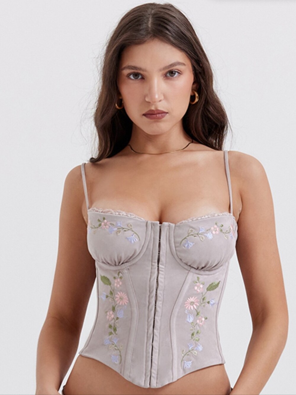 House of CB Petunia Corset Embroidered Floral Top XS